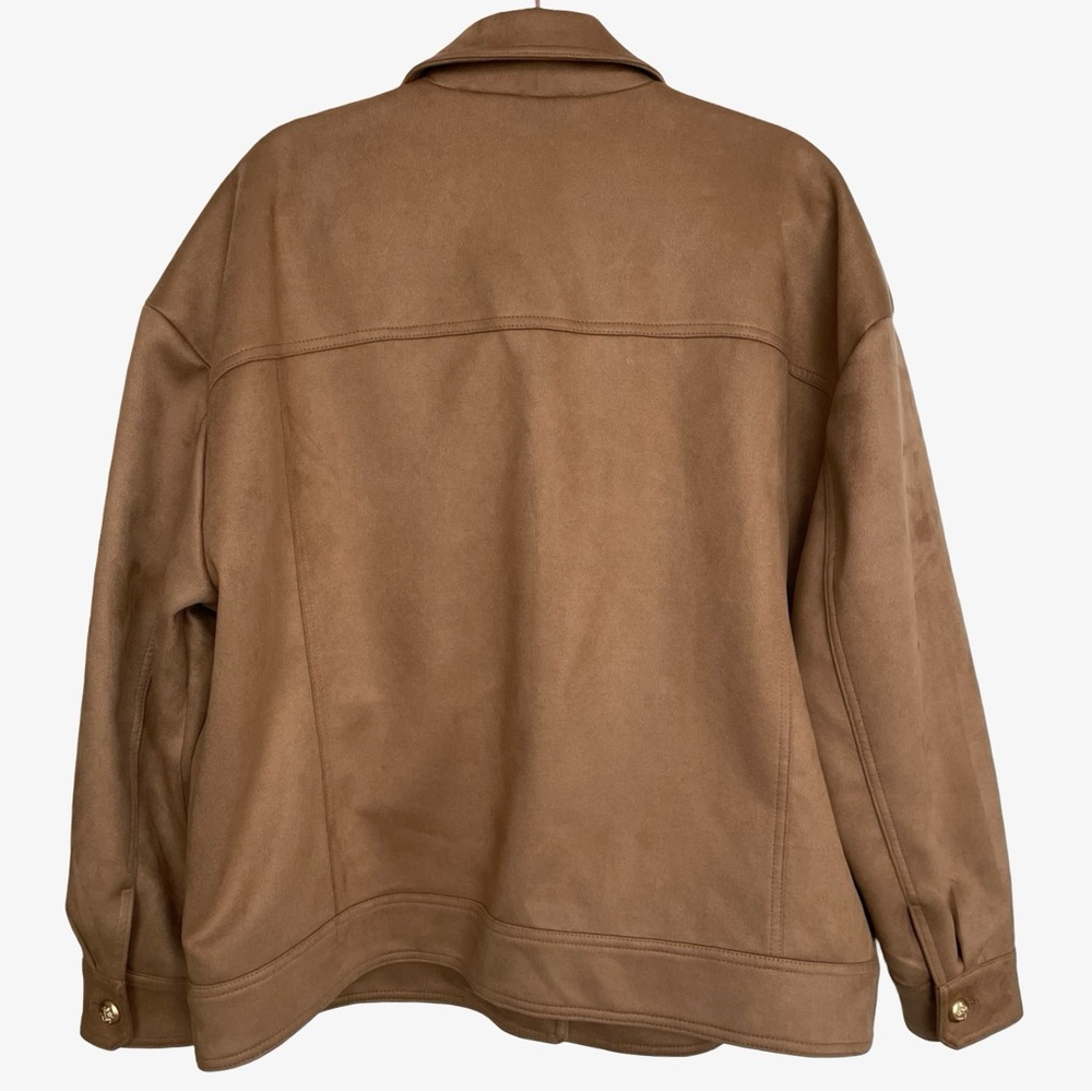 Anthropologie Maeve Faux-Suede Trucker Jacket Honey XL NWT - Picture 10 of 16